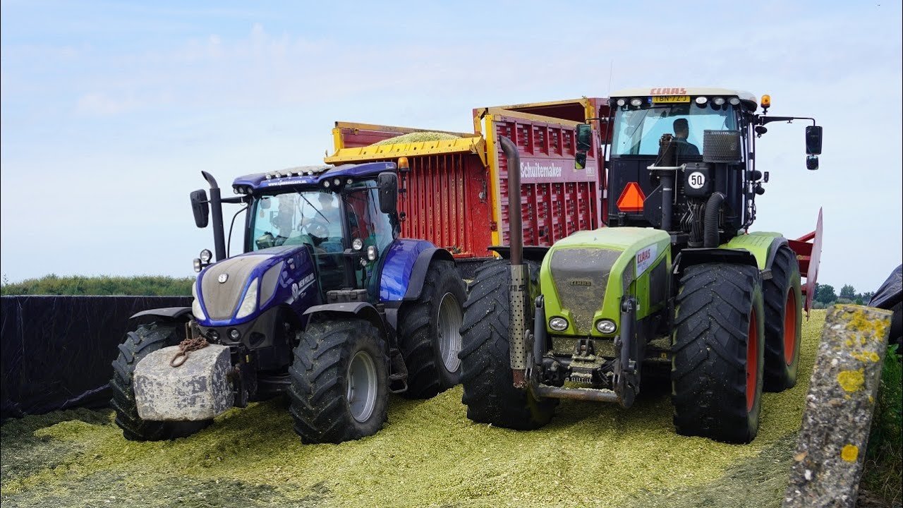 Mais 2023 | Claas Xerion | John Deere 8500i + 7430 | J de Heus Langbroek | Maishakselen | Kuilwerk