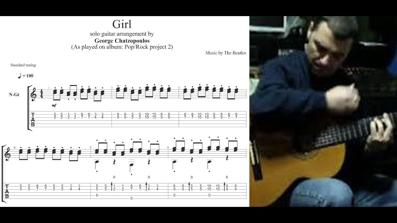 Girl - The Beatles fingerstyle guitar cover (score - tab available) George Chatzopoulos