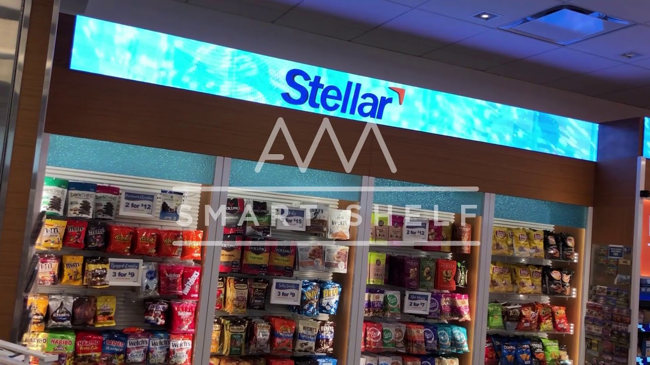 AWM Smart Shelf with Stellar News at Dulles Airport (IAD)