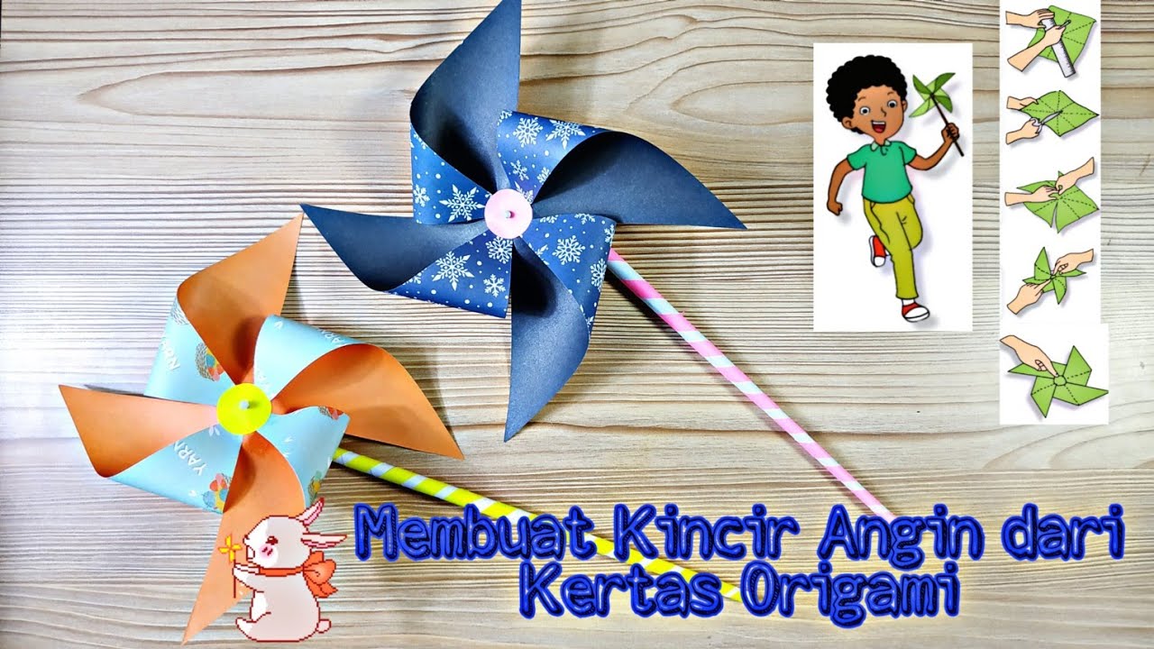 Membuat Kincir Angin dari Kertas Origami Tugas SBDP Kelas 3 SD Tema 6