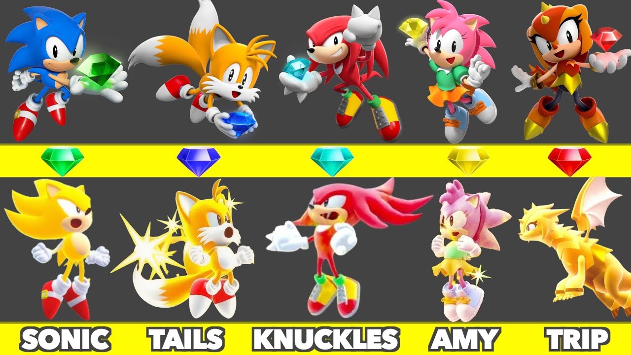 Evolution of All Sonic Characters, Super Form and Pixel Game Graphics In Sonic Superstars