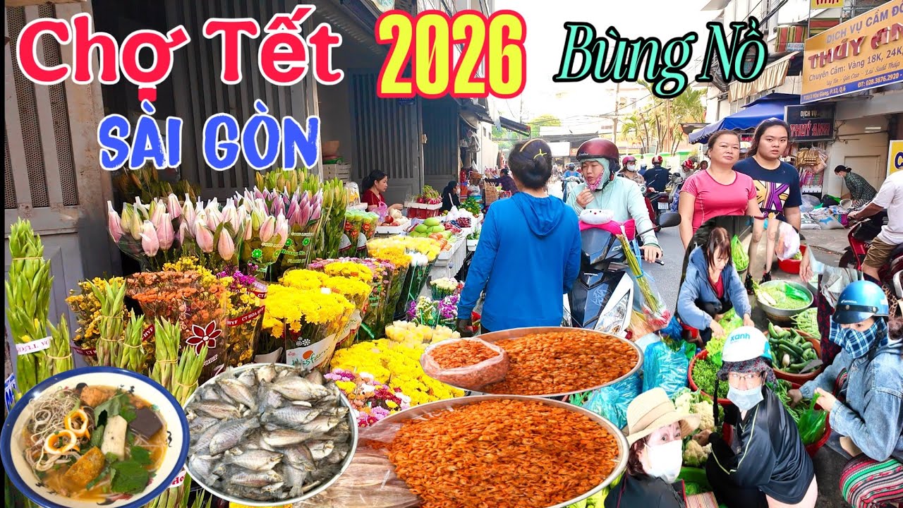 Bất Ngờ Chợ Tết Sài Gòn 2026 .Độc Lạ Giá Rẻ “Bùng Nổ” Tôm Khô ,Mứt ,Bánh Ngon Chợ Phú Định 