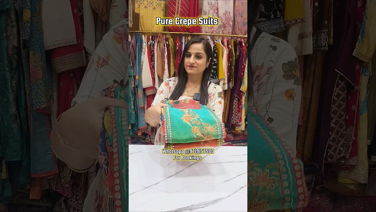 Pure Crepe Suits Whatsapp @9719157500 for bookings 