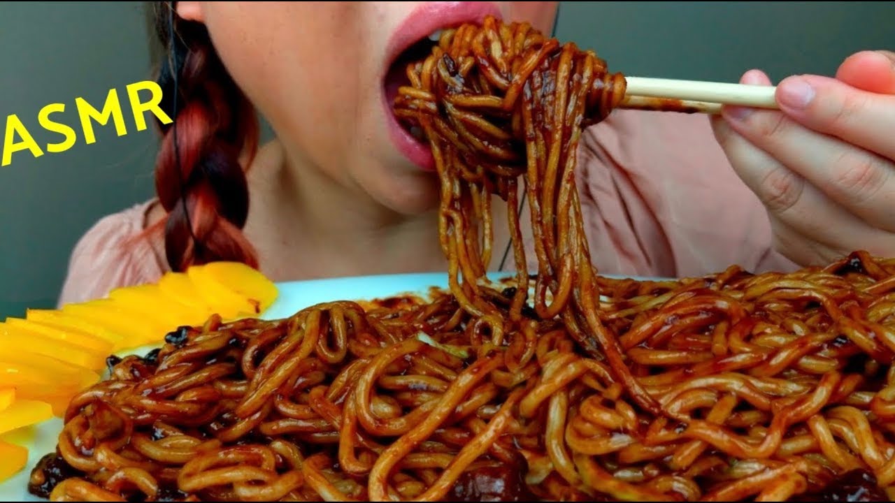 ASMR Black Bean Noodles Jajangmyeon jjajangmyeon 짜장면 먹방 Eating Sounds (5th edition) suellASMR