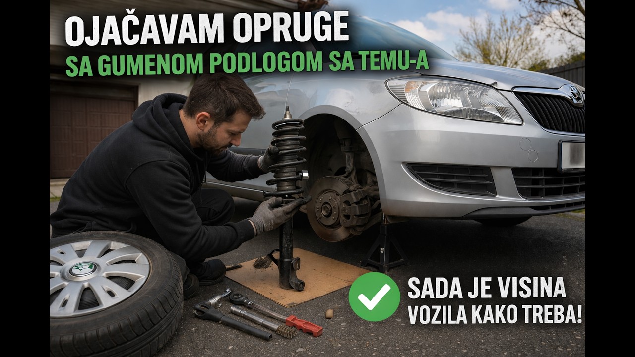 Namestio sam podlogu/jastucice sa TEMU-a za opruge kako bi podigao auto!Skoda Fabia. #skoda #temu