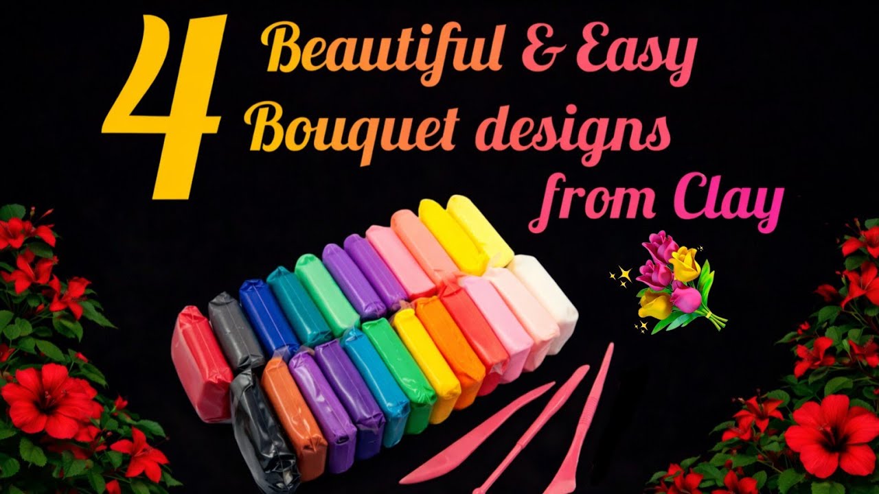 How to Make Beautiful Clay Flower Bouquets | 4 Easy Clay Art Ideas 💐