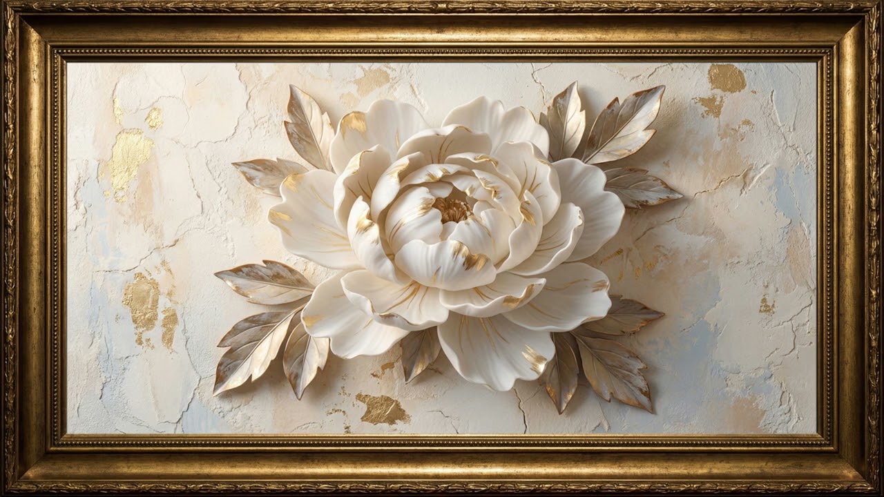 Gold Accented Peony Art  High End 3D Floral Wall D&eacute;cor