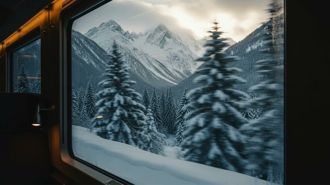 Winter Train Ride Through Snowy Mountains 🚆❄️ | Cozy Lofi for Study, Sleep & Relax