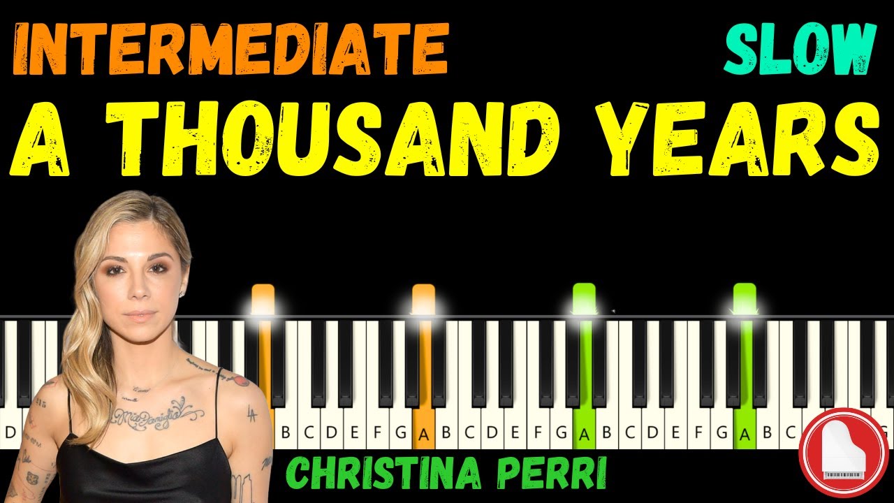 A Thousand Years 🌹 Christina Perri 🌹 SLOW Piano Tutorial (MIDI + Sheet Music)