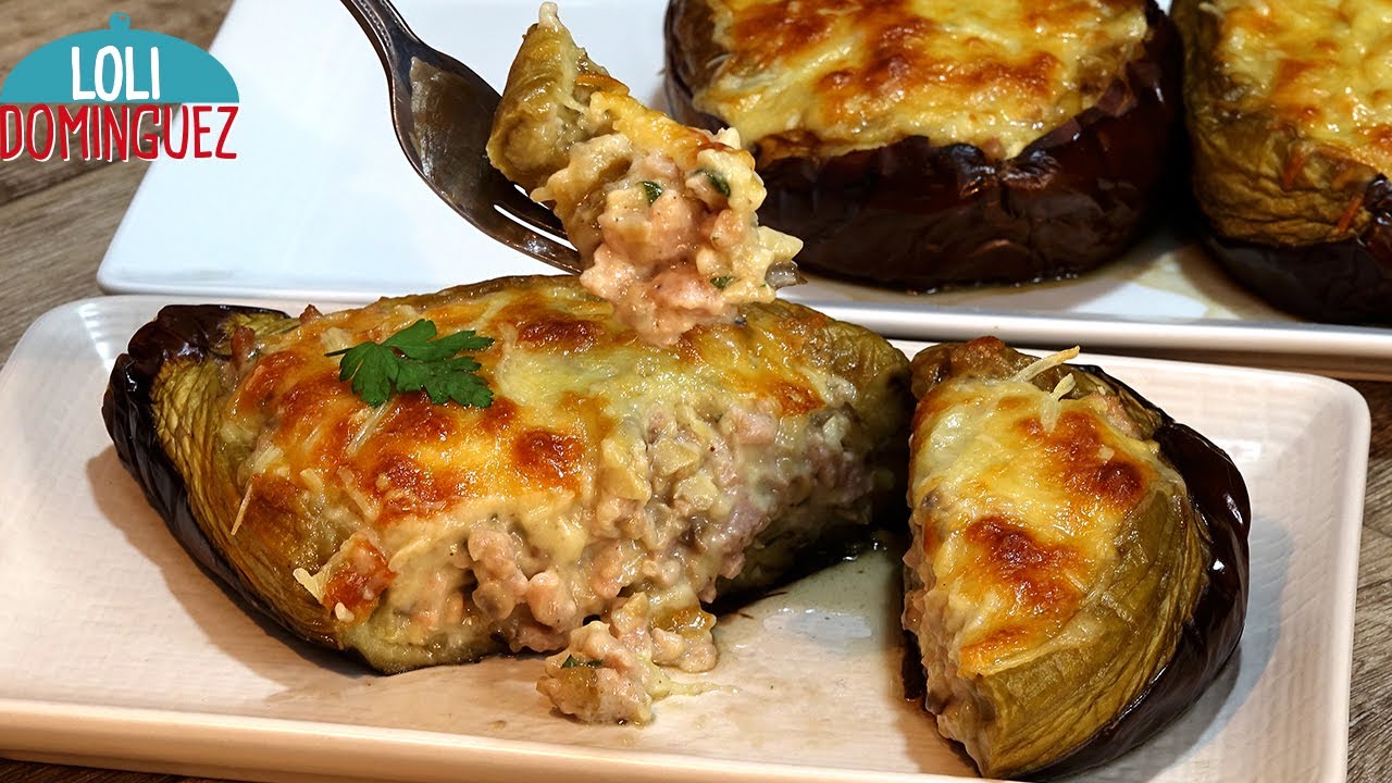 BERENJENAS CON RELLENO MUY JUGOSO, RECETA FÁCIL. Loli Domínguez - Recetas. Tutorial. paso a paso.