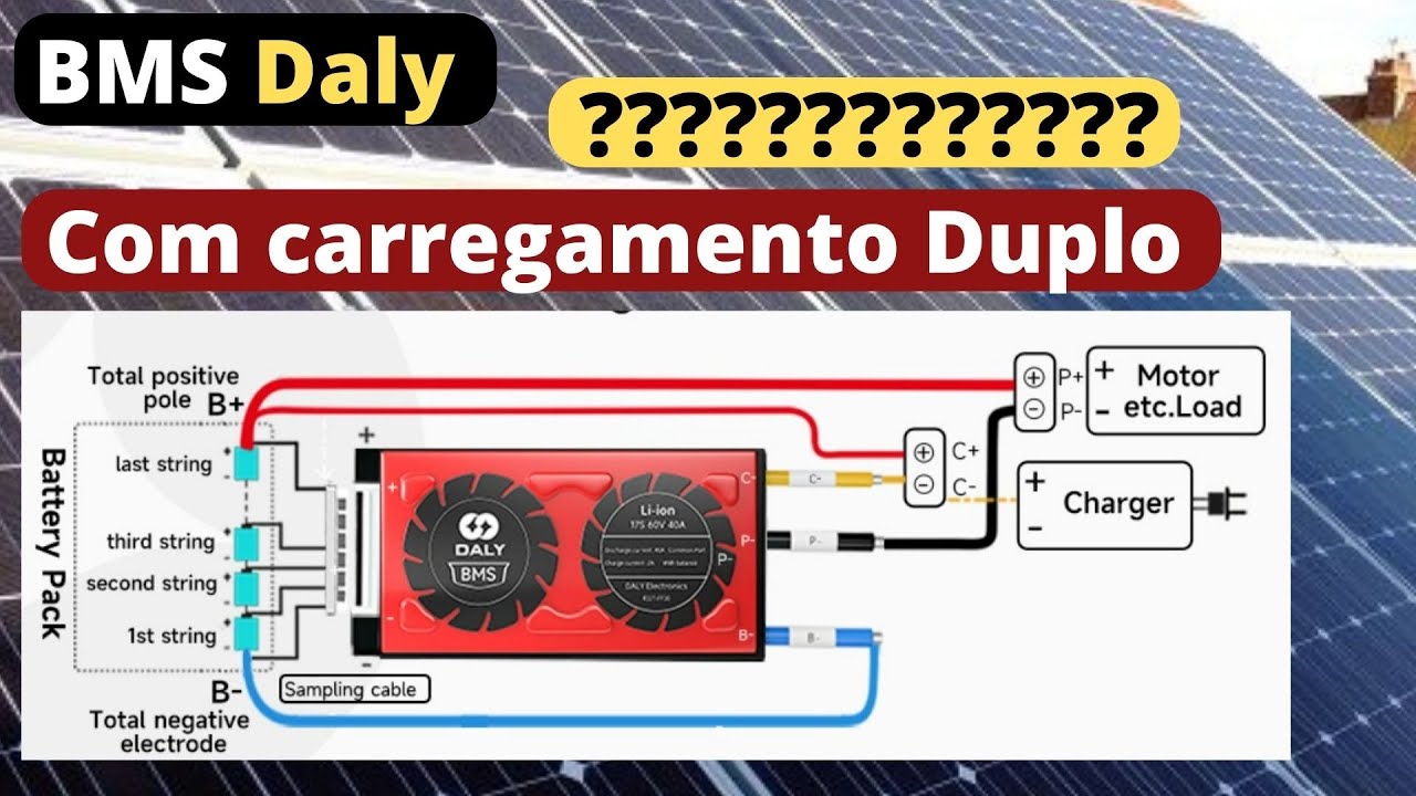 BMS Daly com duas entradas de carregamento! Controlador de Carga e Fonte!