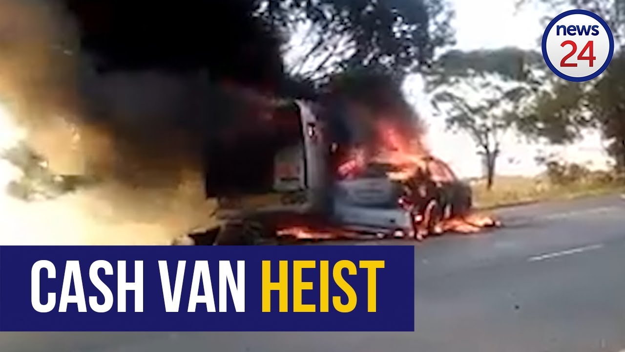 WATCH | Two vehicles catch fire after reported cash heist