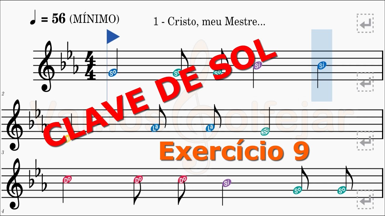 Lendo Notas Musicais na Clave de Sol - Exercício 9 Hino 1