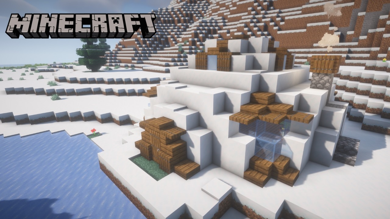 Minecraft ┃如何建造舒適的雪中小屋❄️ ┃煎餅建築教學 #3