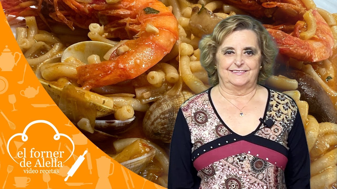 Fideos con gambas almejas y sepia