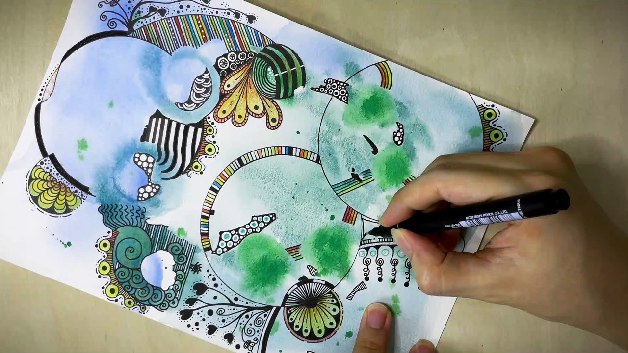 Watercolor Zentangle Art for Beginners | Calming Art | Zentangle Art | Doodle Art