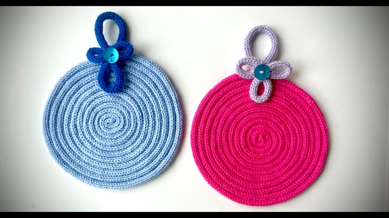 Topflappen oder Untersetzer aus Stricklieselschnüren #handarbeite#stricken#Strickliesel#petraperle