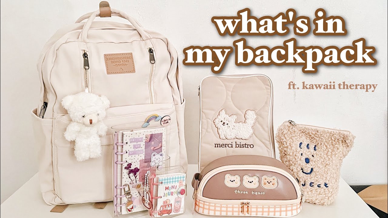 what's in my backpack 🐶 ft. kawaii therapy • cute pencil case • organizing stationery supplies