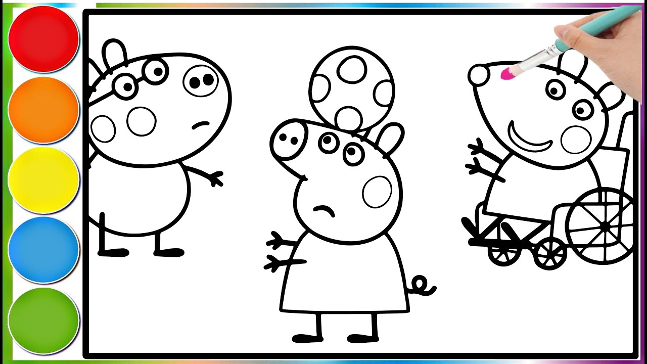 Peppa Pig playing football with her friends || How to color a Peppa Pig page