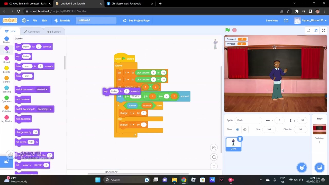 How To make a simple Math Game in scratch (Tutorial)