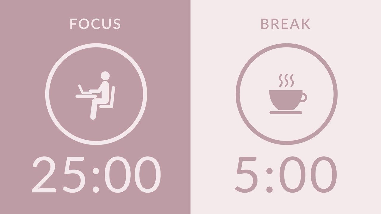25/5 Pomodoro Timer with Pink Noise 🎧 2-Hour Study with Me for Deep Focus & ADHD ✨