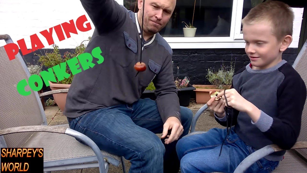 Playing conkers (horse chestnuts)