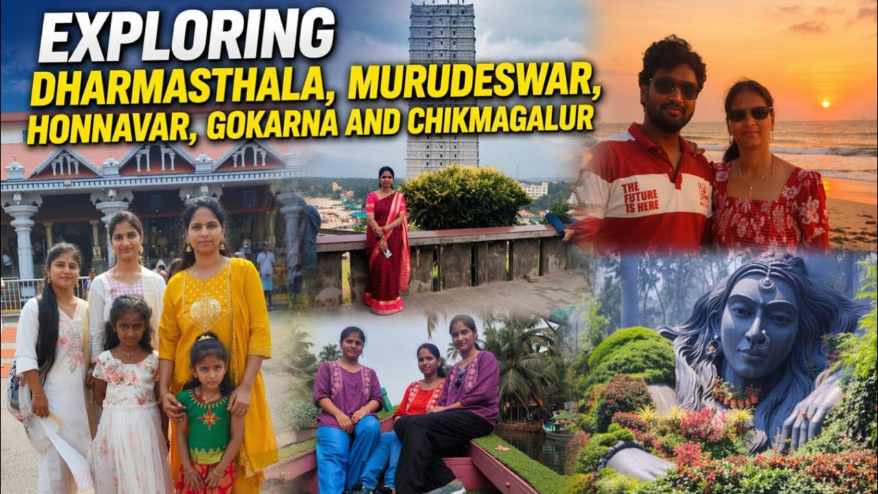 Exploring  Dharmasthala  temple,Murudeshwar, Honnavar back water Gokarna beach & Chikmagalur 11/4/26