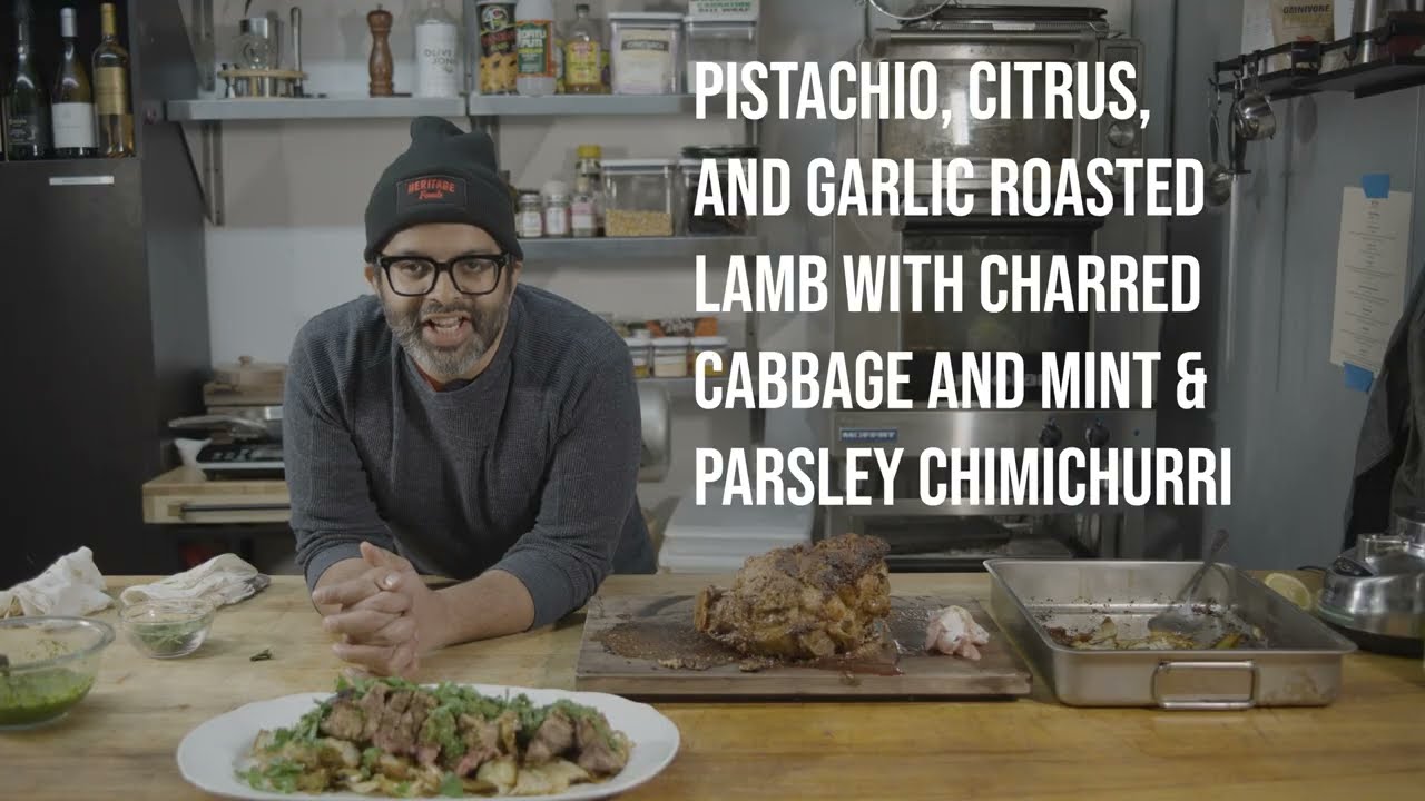Pistachio, Citrus, and Garlic Roasted Lamb Leg with Pervaiz Shallwani