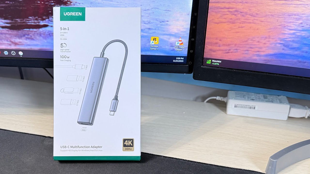 Распаковка многофункционального адаптера UGREEN 5-в-1 USB-C