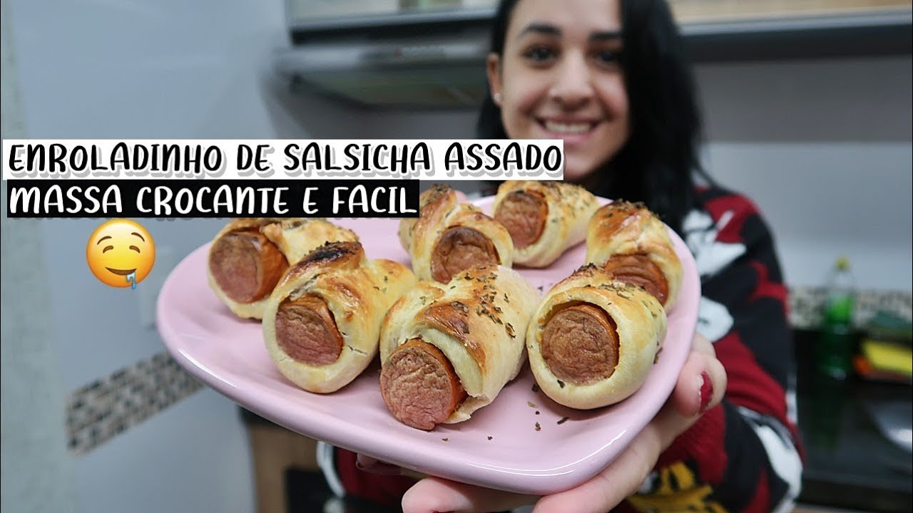 ENROLADINHO DE SALSICHA ASSADO | MASSA CROCANTE E MUITO FÁCIL 😍😋