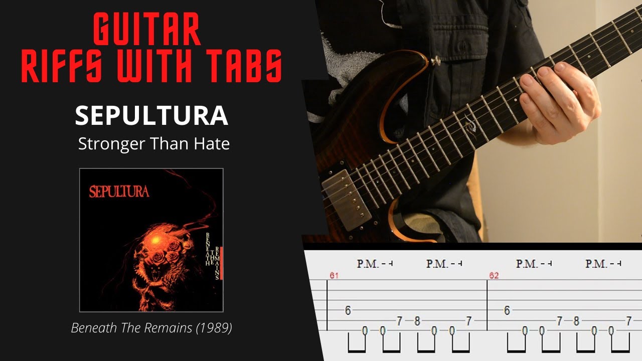 Sepultura - Stronger Than Hate - Guitar riffs with tabs / cover / lesson
