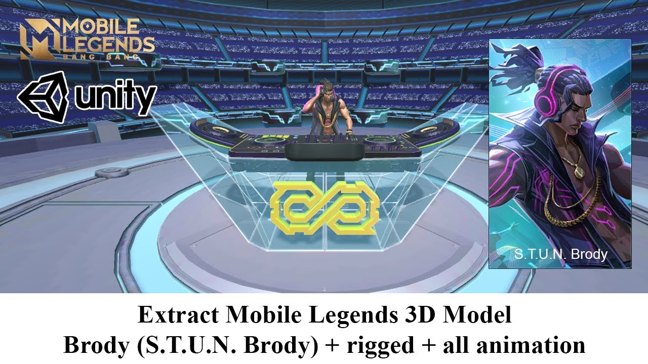 Extract Mobile Legends 3D Model - Brody (S.T.U.N. Brody) + rigged + all animation | Unity 3D