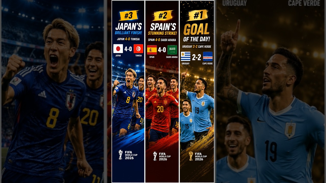 Top 3 Goals Today! Spain, Japan & Uruguay Shine | FIFA World Cup 2026