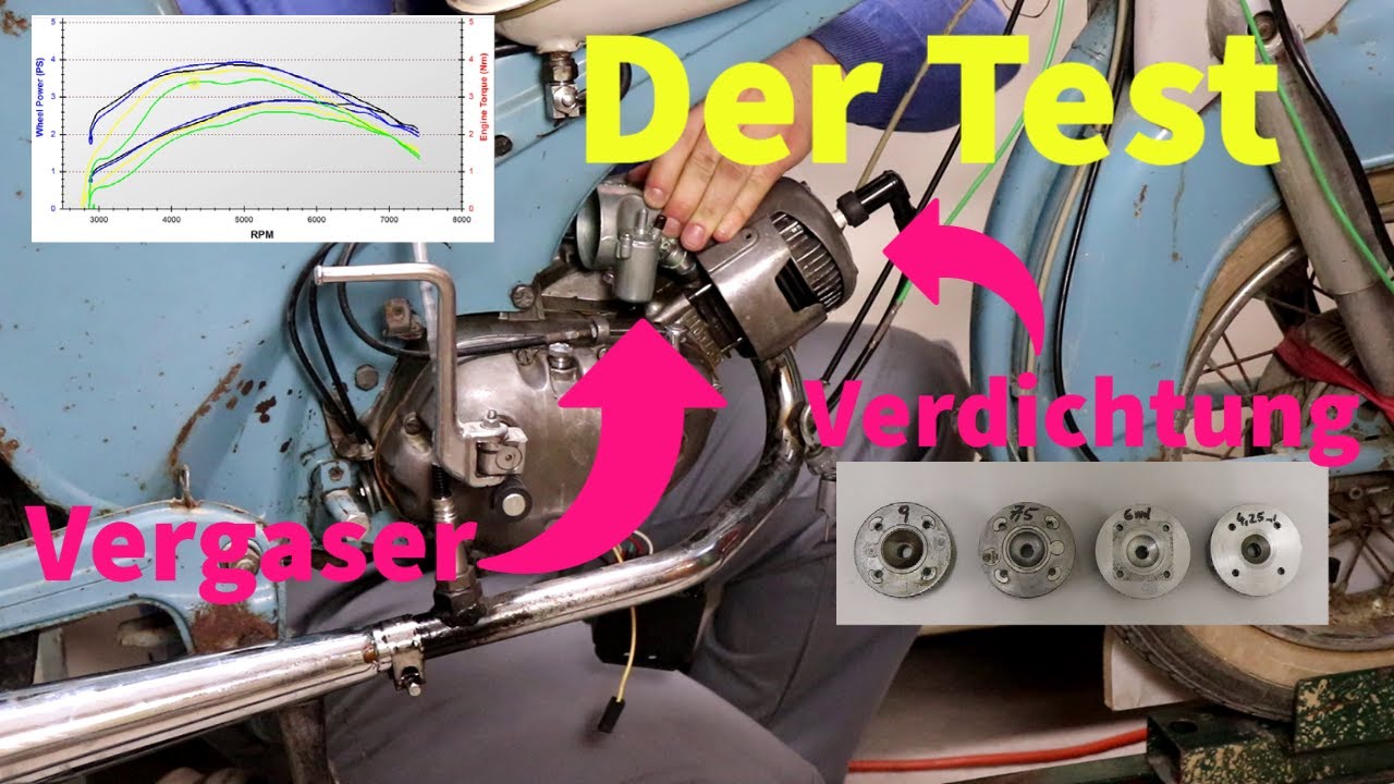 Puch Tuning am Gebläse-gekühlten Motor Vergaser und Verdichtung