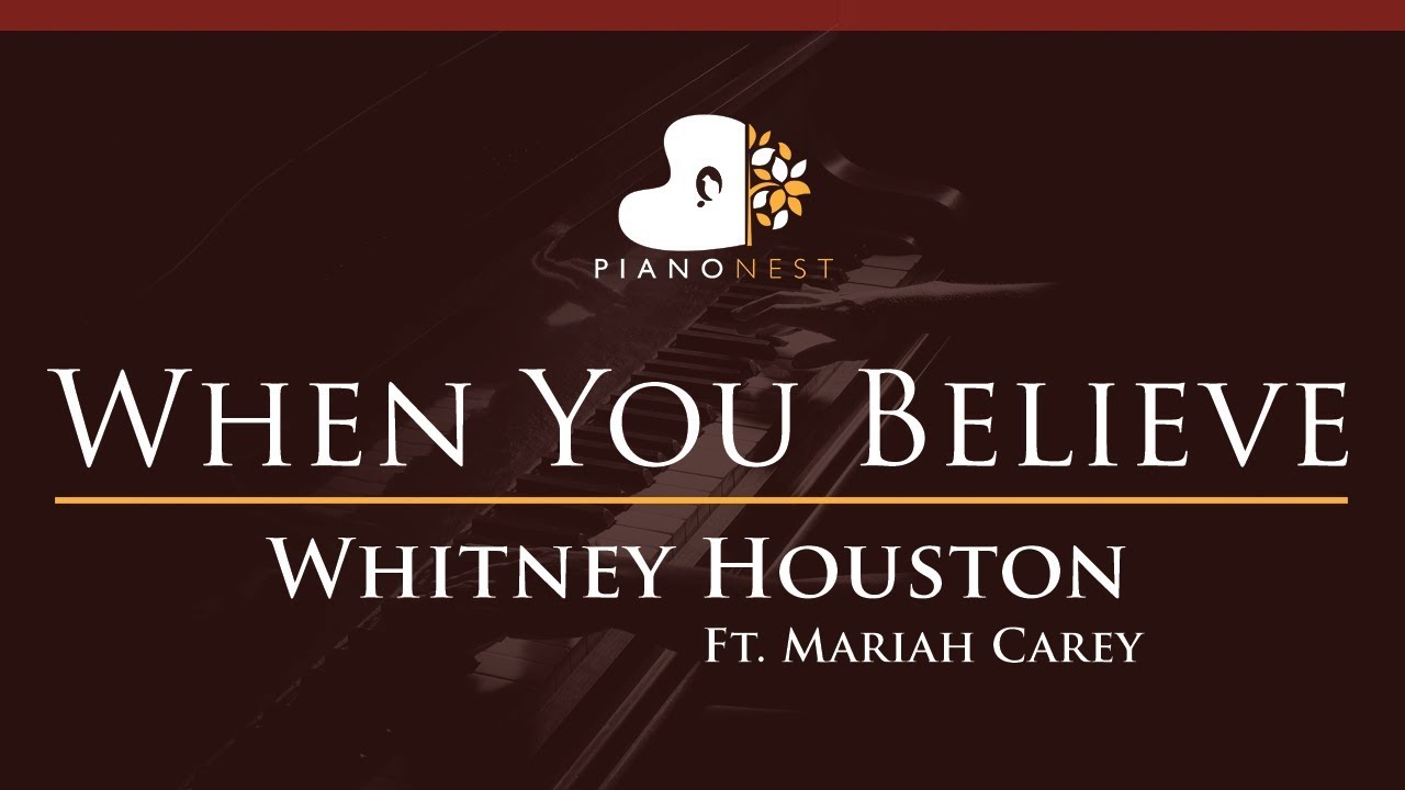 Whitney Houston Ft. Mariah Carey - When You Believe - HIGHER Key (Piano Karaoke / Sing Along)