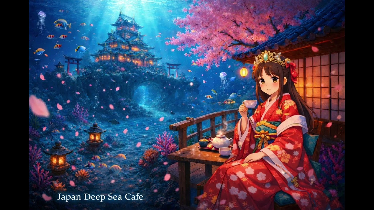 Japan Deep Sea Cafe 🌊 Ryugu Palace Ambient Music | Relaxing Ocean Study BGM (1 Hour)