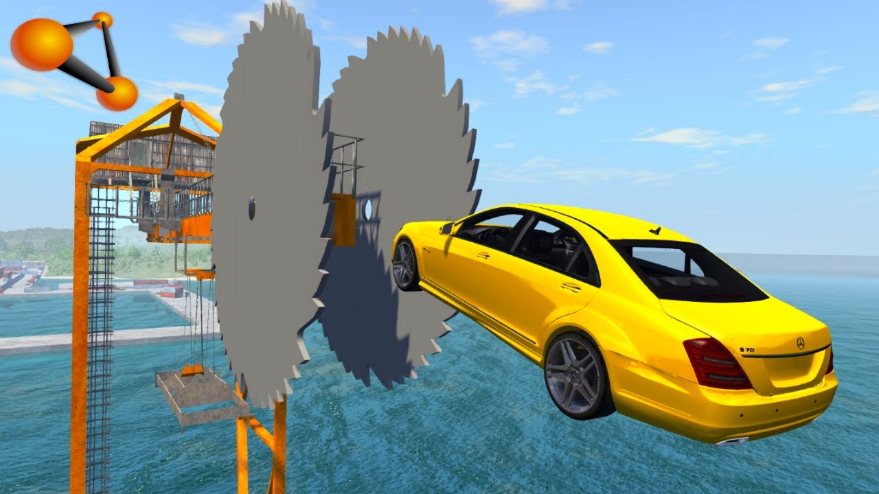 BeamNG.drive - Giant Saw Against Cars