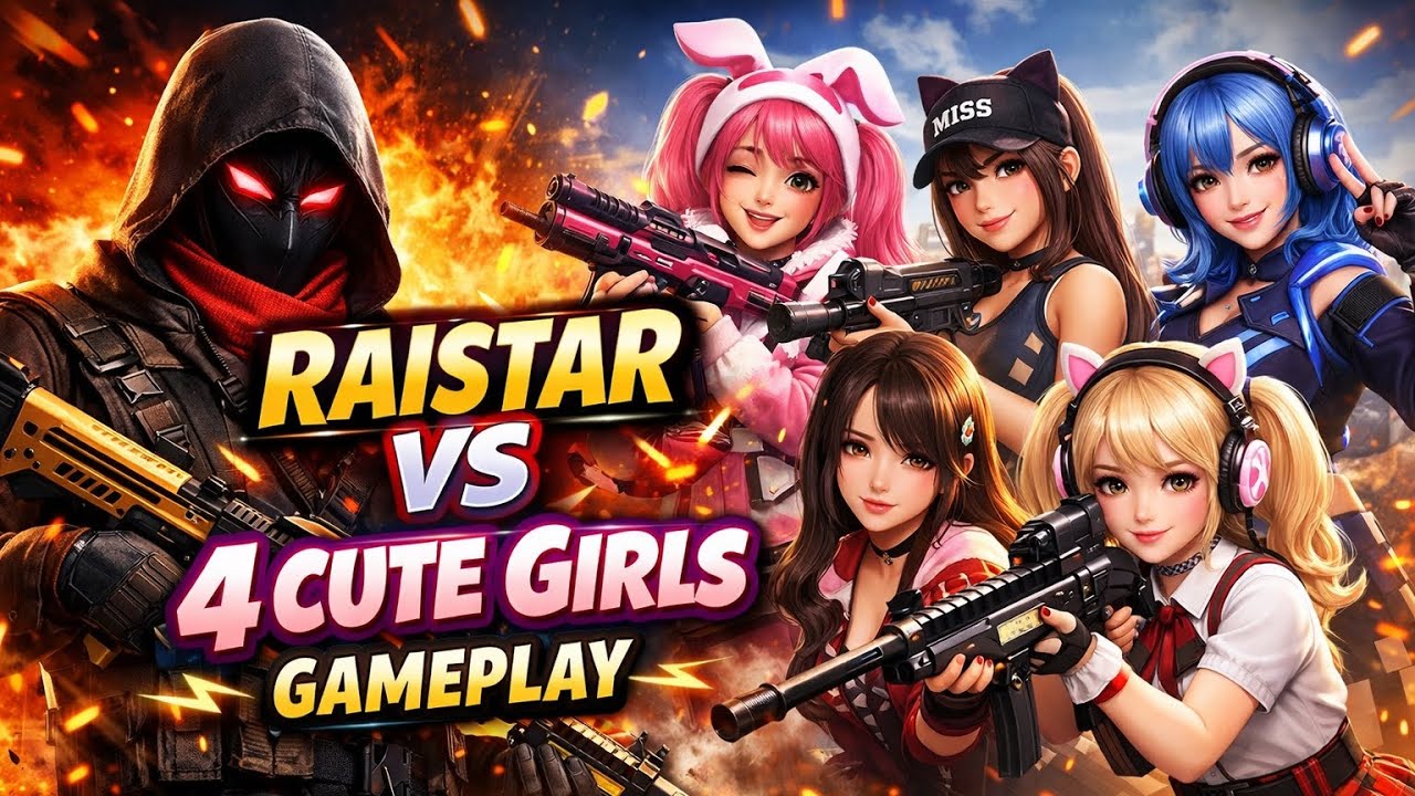 🔥 RAISTAR VS 4 CUTE GIRLS GAMEPLAY 😱 #raistar #gyangaming  