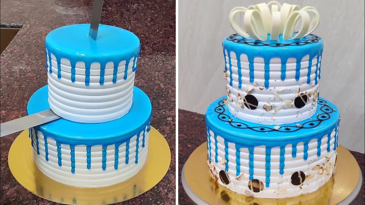 Counter model Step Cake Design|Blue colour combination|Birthday Cake 