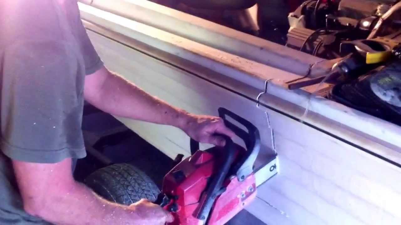 boat destroyed with chainsaw
