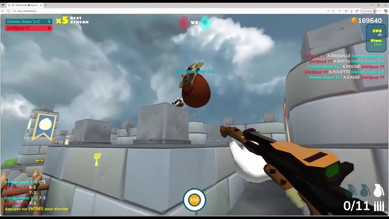Shell Shockers - 1v1 with demon slayer 1v2