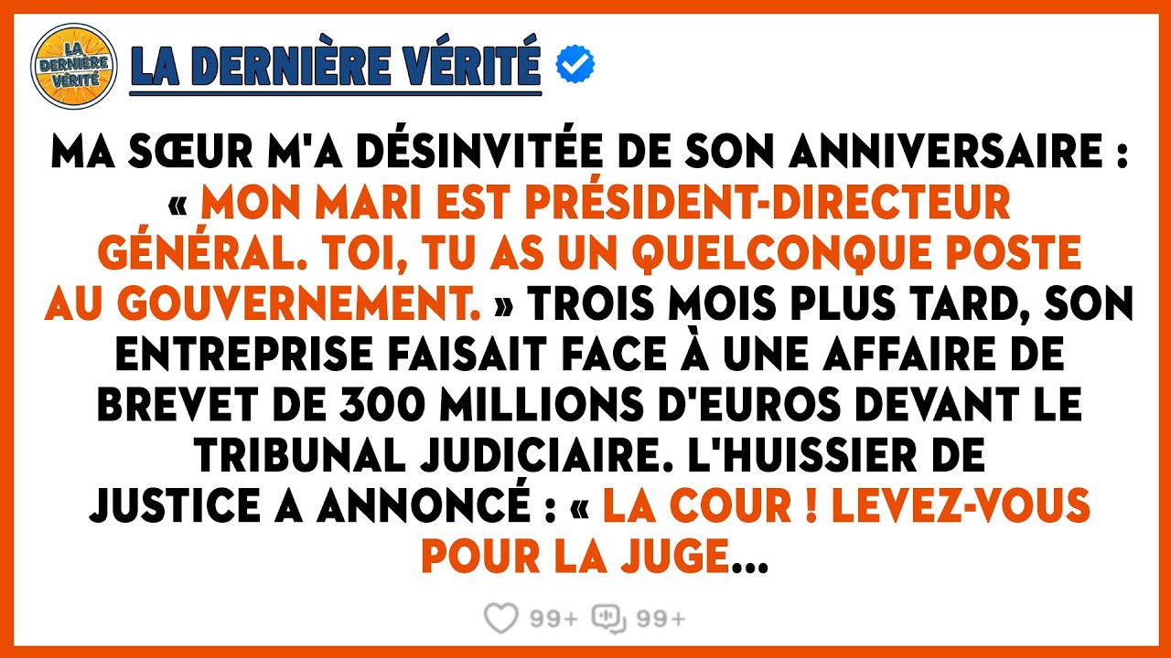 Ma Sœur Disait Que Son Mari Pdg N'était Pas De Mon Monde, Jusqu'à Ce Que Je Préside Son Procès...