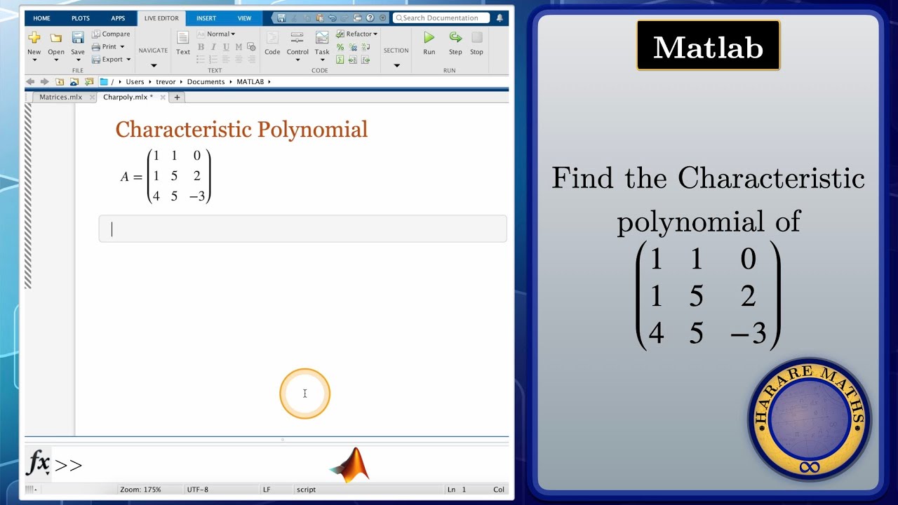 Matlab | Characteristic Polynomial