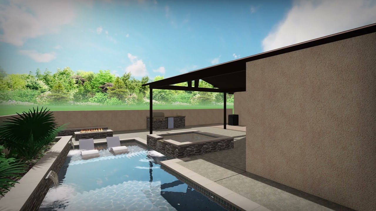 Pool with fire pit