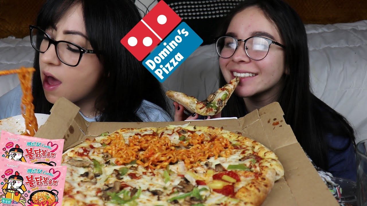 DOMINOS PIZZA AND RAMEN MUKBANG | EATING SHOW