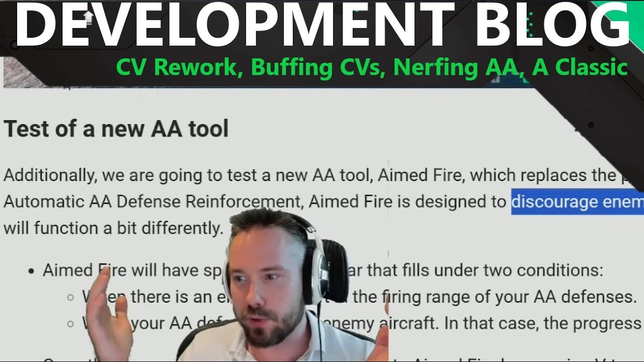 Development Blog - CV Rework, Buffing CVs, Nerfing AA, A Classic
