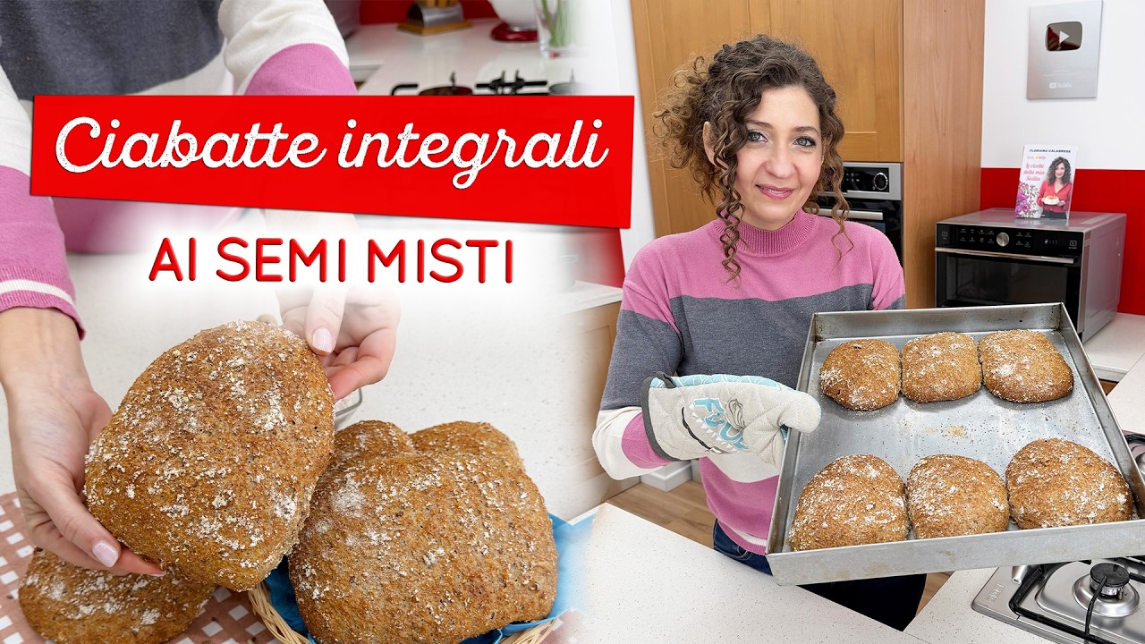 Pane ciabatta integrale con semi misti: croccanti fuori e morbide dentro!