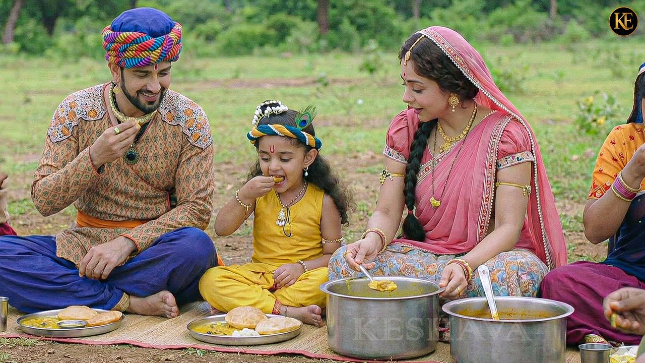 गाँव में भंडारा: बाल कान्हा संग नंद बाबा और मैया || यशोमती मईया के नंदलाला || Shree Krishan leela ||