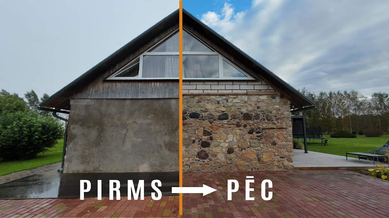 Attīram akmens mūrus no cementa apmetuma