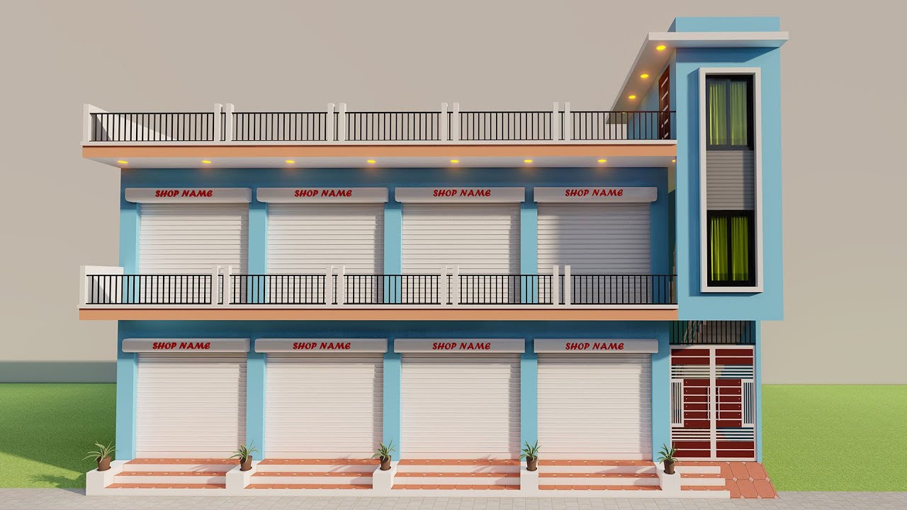 Small market design,3D dukan ka naksha,12*45 market shop plan,3d dukan ka naksha,duplex shop design